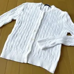 Ralph Lauren ホワイト ケーブルニットカーディガン L