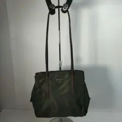PRADA/プラダ オリーブグリーン トートバッグ・肩掛けバッグ　三角プレート