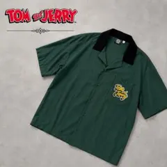 TOM & JERRY オープンカラー　半袖シャツ グリーン ユニセックスのサムネイル