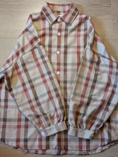 チェック柄 長袖シャツ ベージュ