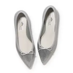 TEMPERATE シルバー ポインテッドトゥ フラットシューズ　レインシューズ