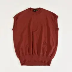 美品 ドゥロワー 16Gコットン天竺ノースリーブニット カットソー ロゴ刺繍のサムネイル