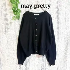 【may pretty】 レディース長袖カーディガン (M) ブラックのサムネイル
