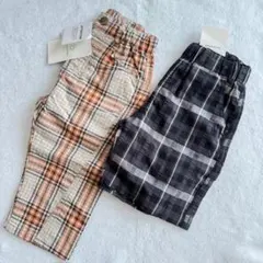 【新品タグ付】ブランシェス2点セット100 チェック柄 クロップド＆ハーフパンツ