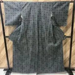 Z-1681 紬着物 正絹 袷着物 無地八掛 正絹 広衿