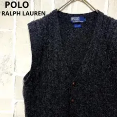 ポロ ラルフローレン ニットベスト セーター くるみボタン ウール 短丈 90s