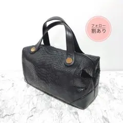 本革 パイソン ミニボストンバッグ ブラック 蛇革 ハンドバッグ