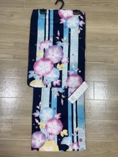 紺地に朝顔の浴衣 モデル着用★即日発送可　身丈165裄68