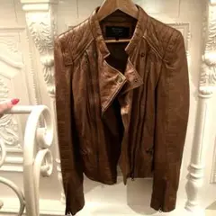 ZARA Trafaluc ブラウンレザージャケット　本革羊
