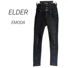 【エルダー】ヌードハイウエストデニム スキニーデニム Wウエスト ブラック M