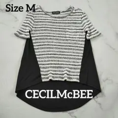 CECIL McBEE セシルマクビー 異素材切替チュニック ボーダー M