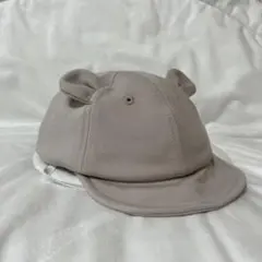 ベージュ クマ耳付きキャップ 小型