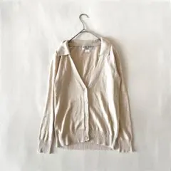 《ナチュラルビューティーベーシック》【M】カーディガン ベージュ Vネック 秋冬