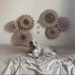 百日祝い㊗️ペーパーファン お食い初め 祝百日 おうちスタジオ6点セット