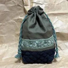 ハンドメイド　インド刺繍　巾着袋のサムネイル