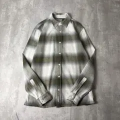 US古着 HOLLISTER オンブレチェック柄 ライトフランネルシャツ カーキ