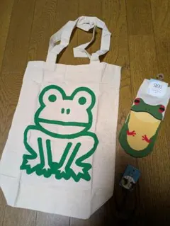 カエルデザインイヤリング トートバッグと靴下セット