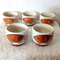 【最終価格】　九谷焼　美峰窯　湯のみ　5客セット　昭和　レトロ　湯呑み 湯飲み
