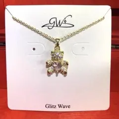 Glits Wave 新作 くま ハートジルコニア ネックレス ゴールド