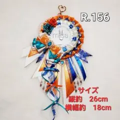 【オーダー】痛ロゼット 白 × 青 × オレンジ色 痛バ　リボン　カラー変更無料