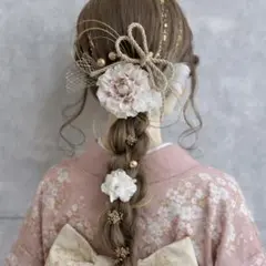 ダリアホワイト♡金箔付♡髪飾り ヘッドドレス 前撮り 成人式 卒業式 七五三
