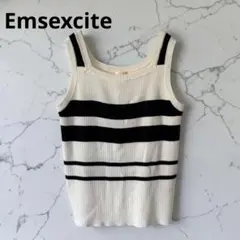 Emsexcite ボーダーリブタンクトップ スクエアネック M 白黒のサムネイル