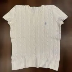 ポロ・ラルフ・ローレン ケーブルニット 半袖セーター ホワイト