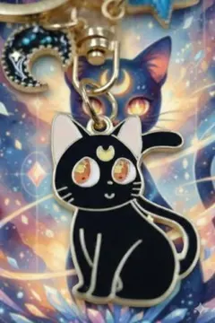 【*激レア】セーラームーン★ルナ連結チャームキーホルダー★月＆星デザイン★大人気