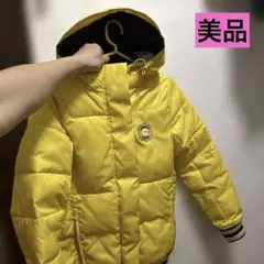 フード付き黄色ダウンコート（男女兼用）