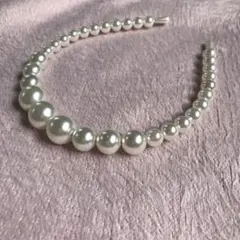 シルバー パール風カチューシャ