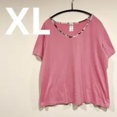 【訳あり特価】ピンク Vネック Tシャツ XL/TG/XG