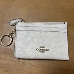 【美品】COACH キーケース ホワイト　コインケース COACH コーチ ミニスキニーIDケース 88250 ホワイト チョーク