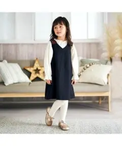 チェック切替えジャンパースカートとトップスのセット120 ¥3,190→