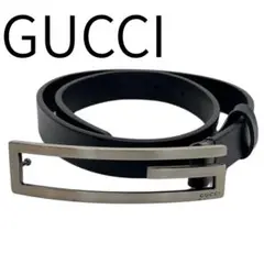 GUCCI グッチ ベルト シルバー金具 レザー ブラック