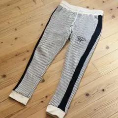 【美品】バスマニア アーチロゴ刺繍 ビッグワッフル ジョガーパンツ XL 黒白のサムネイル