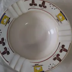 【未使用・共箱付】昭和レトロ 赤膚焼 大塩昭山 奈良絵 灰皿 伝統工芸 昭山窯2