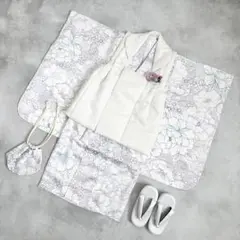 【繊細な花】七五三 3歳 着物　被布コートセット　女の子