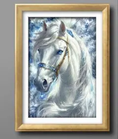 成功の白馬　運命を好転　エネルギーの活性化　運命が変化する　額縁付きグラフィック