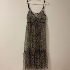 レオパード柄ワンピース レース スカート キャミワンピース