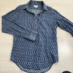 ZARA MAN スリムフィット ドット柄シャツ M インディゴ ネイビー