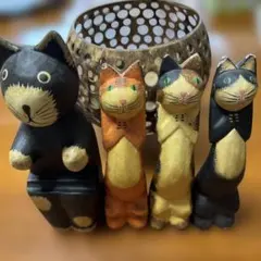 猫の置物セット（4体）