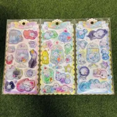 クラックス　キラキラウォーターインシール　シマエナガ　ネコ　　3点セット