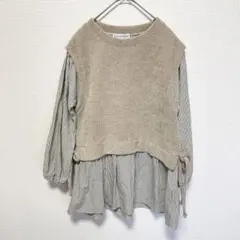 SEASON REASON by Lin & Red ベージュ 異素材切替