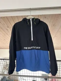 BURTLE フード付きナイロンジャケット 黒/青