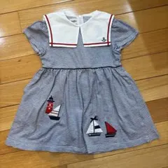 familiar セーラー襟 ストライプ ワンピース 110