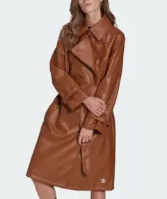 タグ付き  フェイクレザー トレンチコート / アディダスオリジナルス