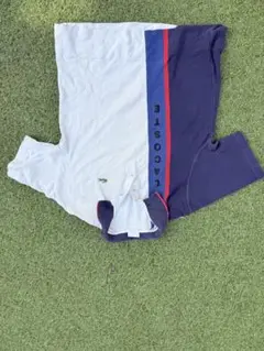 LACOSTE ポロシャツ ホワイト/ネイビー/レッド サイズ9