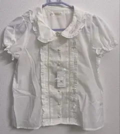 アンクルージュ ファンタジー刺繍入り フリル 半袖 ブラウス シャツ Mサイズ