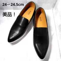 美品！ポインテッドスリッポン ROPE' ロペ シューズ 靴 黒 24cm〜