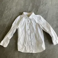 ホワイト 長袖ボタンシャツ 表記140 実際120から130